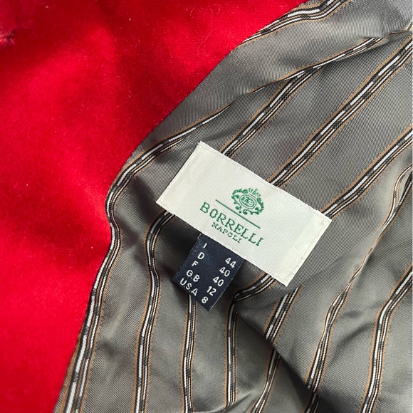 LUIGI BORRELLI women’s One Button Red Velvet Blazer Jacket Size 8 - Picture 5 of 8